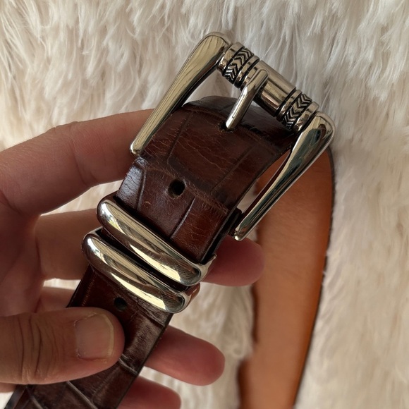 Martin Dingman Dark Brown Crocodile Embossed Belt - Picture 5 of 7